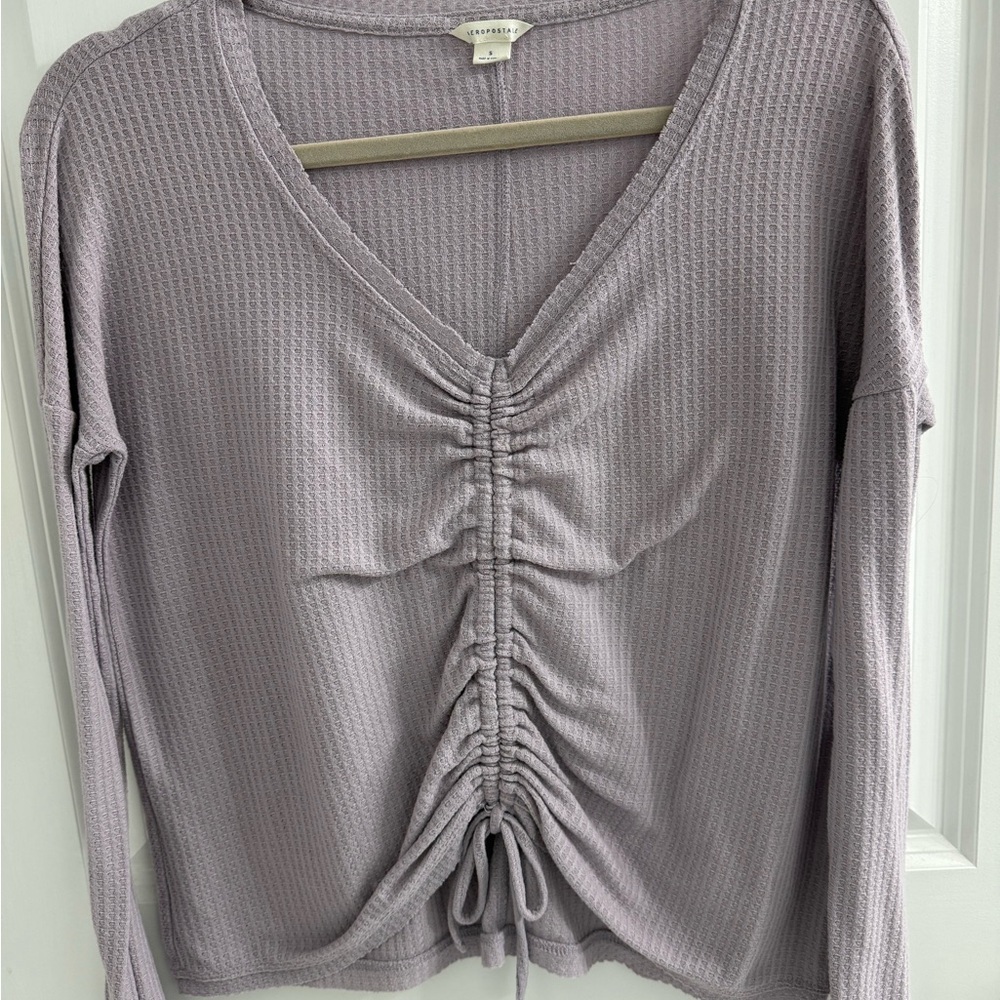 Aeropostale Lilac Ruched Long Sleeve Top
